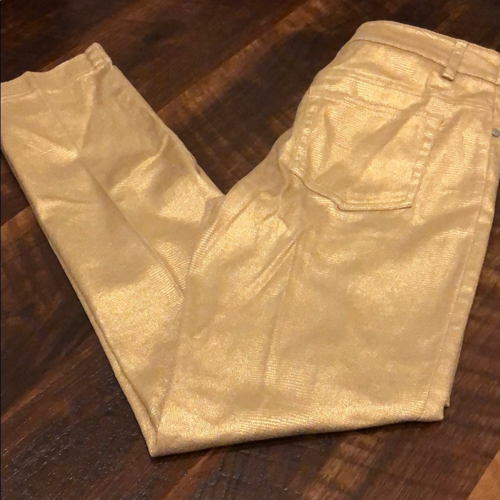 Women’s gold shimmer pants